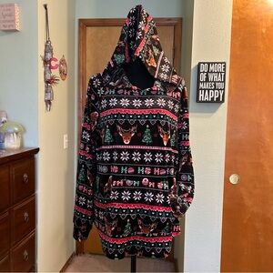 Christmas plush pullover hoodie front pocket soft cozy holiday festive XXXL